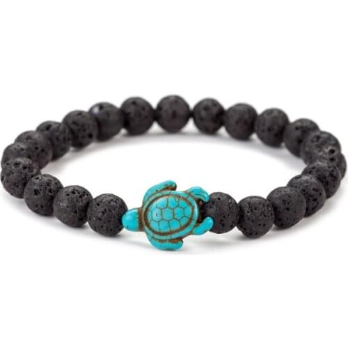 Tortoise 8mm Punk multicolor Agate beads Chakra Reiki Buddha Yoga Bracelet elastic adjustable Volcanic Stone Bangles olj56