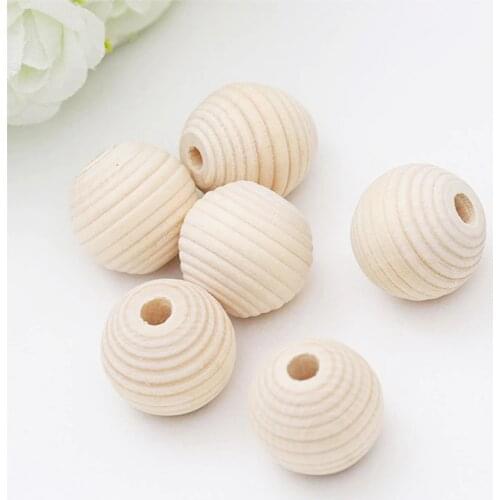 DIY Natural Ball Round Thread wooden Spacer Beads Eco-Friendly Natural Color Wood Beads Lead-Free Wooden Balls 12*12mm