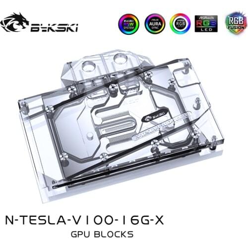 Bykski Water Block Use For NVIDIA TESLA V100 16GB FHHL GPU Card/Full Cover for Advanced OC VGA Copper Block Cooler/A-RGB RURA