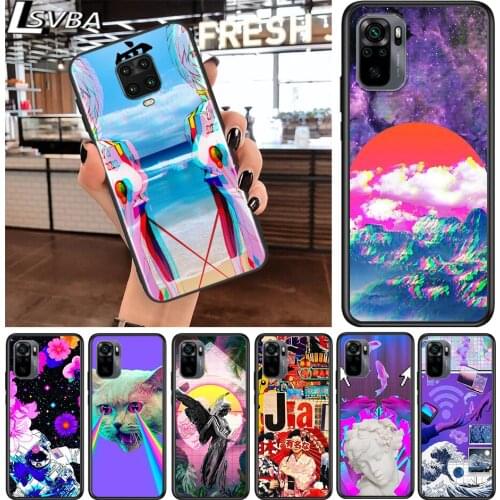 Vaporwave Art for Xiaomi Redmi Note 10 10S 9 9T 9S 9Pro Max 8T 8Pro 8 7 6 5 Pro 5A 4X 4 Soft Black Phone Case