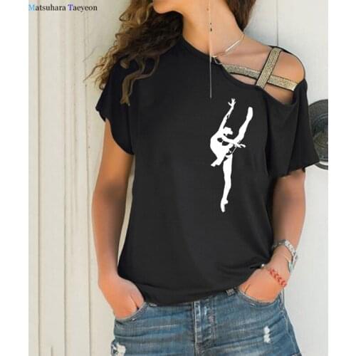 Ballet Dancer Harajuku T Shirt Funny T-shirt Women Clothing Casual Short Sleeve Tops Tees Plus Size Summer balck shirts