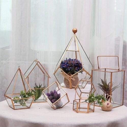 Nordic style geometric glass cover decoration set glass flower room cafe living room home fashion feelings decorations
