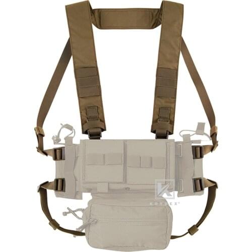 KRYDEX Micro Fight H Harness Set For MK3 MK4 D3CRM Chest Rig Shoulder & Back Strap W/ Male & Female Buckles Coyote Brown