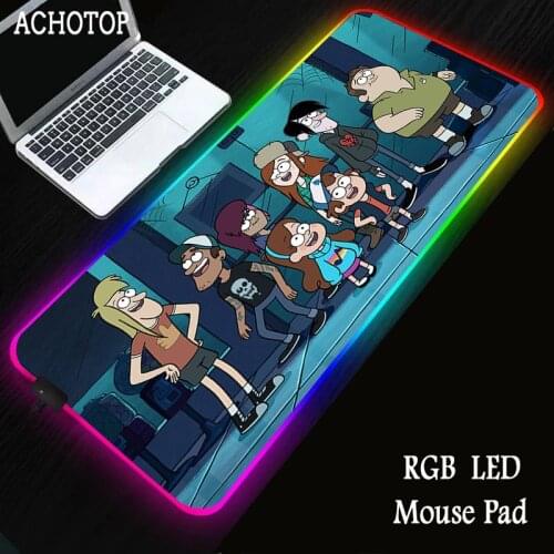 Gravity fall LED Light Gaming Mouse Pad RGB Large Keyboard Computer Carpet Desk Mat PC Game Mouse Pad Gamer accessories XXL pads