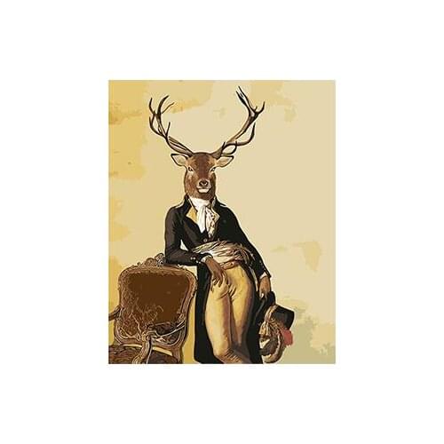 MaHuaf-X869 handsome deer make pose abstract animal painting paint by numbers Hand-painted canvas oil paintings for home decor