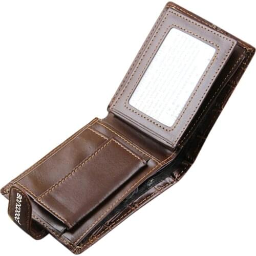 Bifold Short Mens Leather Wallet With ID Card Holder Money Clutch Bag Coin Pocket Purse Luxury Brand Wallet for Men