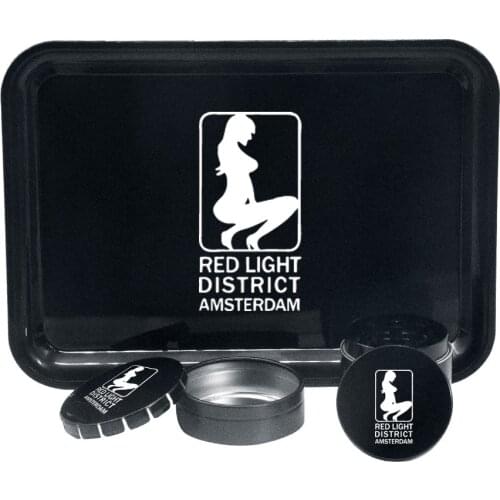 HONEYPUFF Herb Grinder Tobacco Kit Plastic Rolling Tray + Metal Smoking For Tobacco + Metal Storage Container Jar Accessories