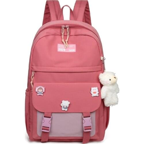 Nylon Solid Student Bookbags Female Teen Schoolbag New Teenage Girls School Bags Backpack Women Bag School Patchwork Lightweight