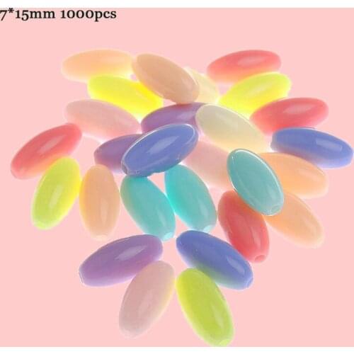 Oval Round Shape Pastel Colors Acrylic Beads 7*15mm 1000pcs Plastic DIY Jewelry Lucite Loose Bracelet Necklace Spacer Beading