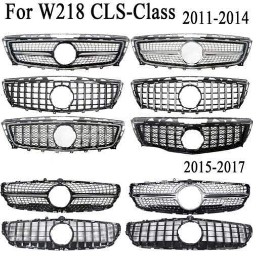 Front Racing Billet Bumper Grille Upper Grill For Mercedes-Benz W218 CLS-Class 2011 2012 2013 2014 2015 2016 2017 GTR Diamond