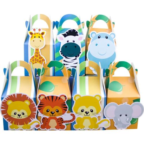 Safari Animal Favor Box Candy Box Gift Box Boy Kids Birthday Party Supplies Decoration Event Party Supplies