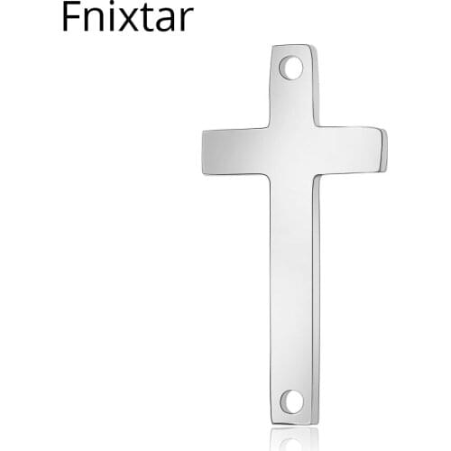 Fnixtar Polished Handmade Charms 316L Stainless Steel Crosses Letter Cutting Charms Pendant 10*20mm Wholesale Charm 20pcs/lot