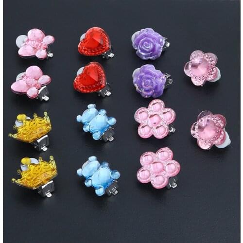 7pcs/lot Mixed Flower Heart Styles lovely Children Jewelry Baby Girl Clip On Earrings Kids Ear Clip No Pierced Painless Earrings