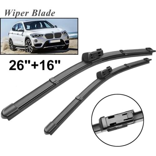 Okowiper RHD & LHD Front Wiper Blades For BMW X1 F48 2015 - 2019 Windshield Windscreen Front Window 26"+16"