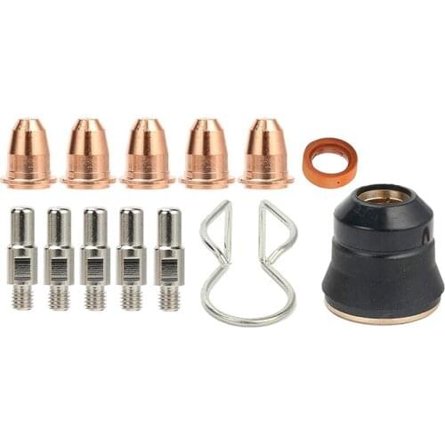 SHGO HOT-13Pcs Plasma Cutter Torch S45 Accessory Kit Electrodes Nozzle Tips Spacer Guide Retaining Cap Gas Diffuser Plasma Cutti