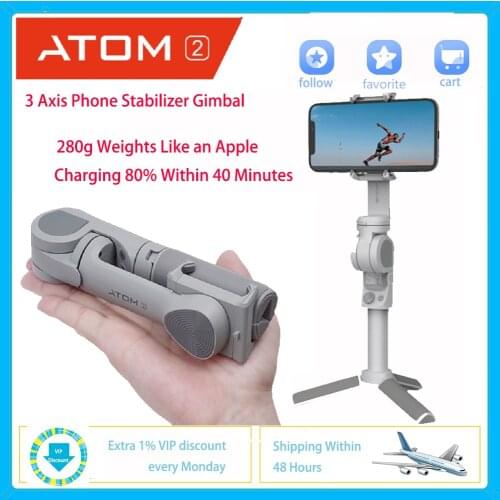 Snoppa ATOM 2 Smartphone Gimbal 3-Axis Handheld Stabilizer with Tripod for iPhone Huawei Samsung Xiaomi ATOM2 Pitch Axis motor