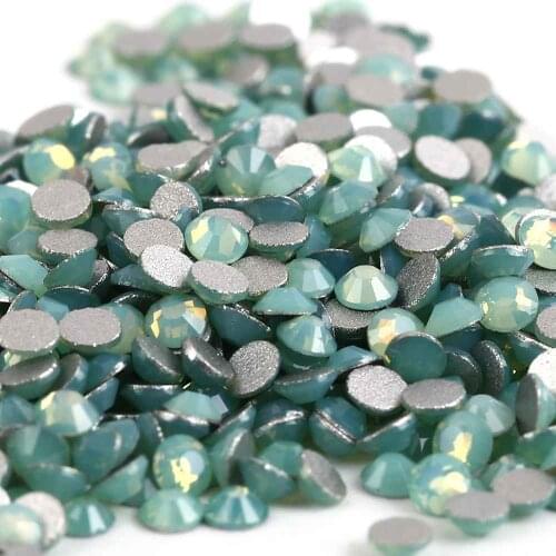 Green Opal 3D Nail Art Rhinestones Decorations ss3 ss4 ss5 ss6 ss8 ss10 ss12 ss16 ss20 ss30 ss34 Crystal Non HotFix Rhinestones