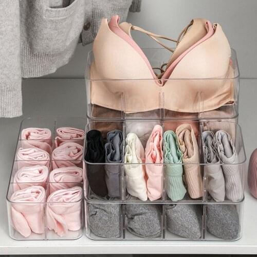 Superimposable Underwear Storage Box Room Organizer Closet Storage Containers Household Bra Socks Compartment Finishing Boxes