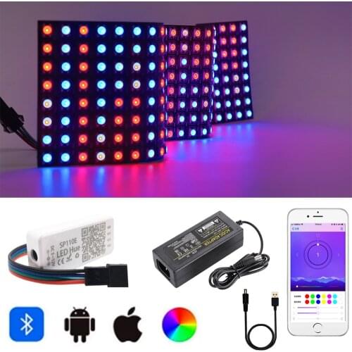 WS2812B LED Panel Screen 8*8 16*16 8*32 Pixels W2812 Module Light With SP110E Bluetooth Controller Individually Addressable 5V