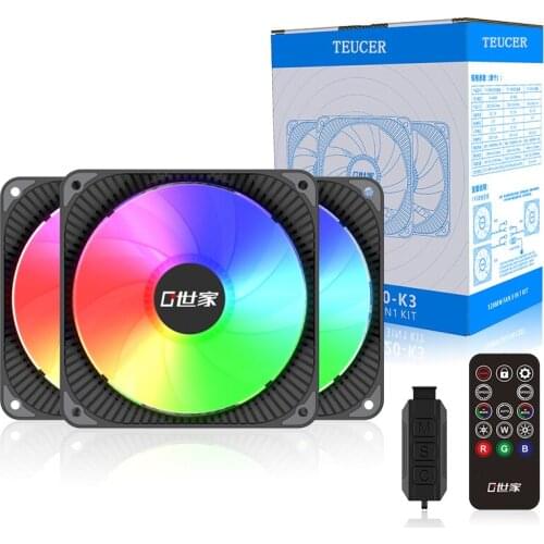 12cm three sets of 12cm fan cooling black plastic 5V three pin argb motherboard chassis fan