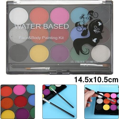 Face Body Art Painting Kit 15 Colours Pressed Powder Palettes Set Face Art Make Up Water Soluble Christmas Halloween Party Tools