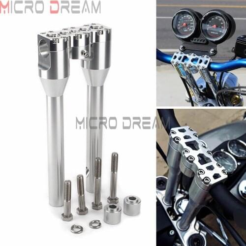 Universal 1-1/2" Handlebar Riser Kit 38mm Silver Clamp 12"+1" Rise for Harley Sportster XL883 XL1200 Dyna Touring Softail Custom