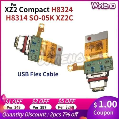 Wyieno For Sony Xperia XZ2 Compact Mini H8324 H8314 SO-05K USB Dock Charging Port Type C Charger Plug Flex Cable Board Ribbon