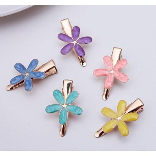 20 PCS 22x35mm Metal Alloy Enamel Flowers Hairpin DIY Handmade Hair clip For Women Jewelry Decoration