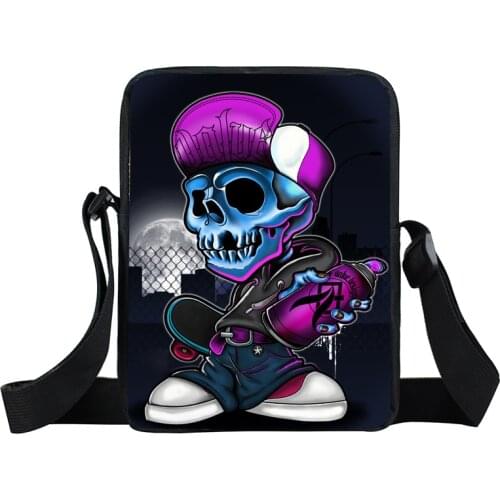Skull Print Messenger Bag hip hop Women Handbag Street Rock Mini Shoulder Bags mini totes girls Crossbody Bag student bookbag