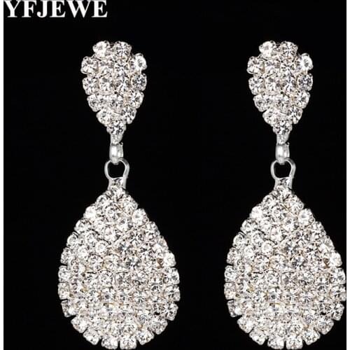 YFJEWE Shining Crystal Rhinestone Round Hoops Pendant Dangle Earrings Geometric Circle Drop Earrings Women Jewelry Gifts E603