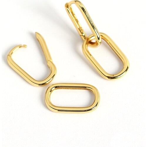 Link Chain Earrings for Women Hip Hop Copper Gold Color Hanging Jewelry Geometric Square Drop Dangle Earrings