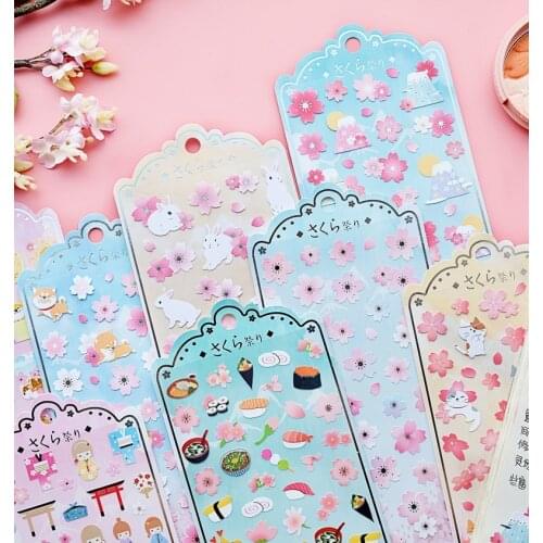1pcs/1pack Kawaii cherry blossom Travel Diary Planner Decorative Mobile Stickers Scrapbooking Craft Stationery Stickers