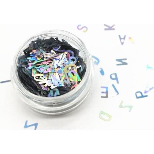 1Pc Sparkle Letter Nail Sequins 3D Holographic Nail Glitter Mixed English Letters Sequins Glitter Decals Confetti Glitter Flake