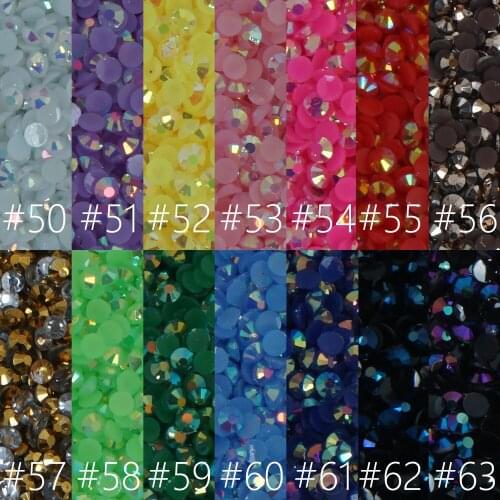 2/3/4/5/6MM Color AB Resin Rhinestones Non Hot Fix Crystal Craft for Nail Art