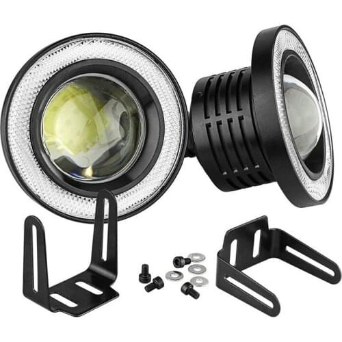 2Pcs Car Universal 3.5 Inch Cob Angel Eye Fog Lights Headlights Running Lights