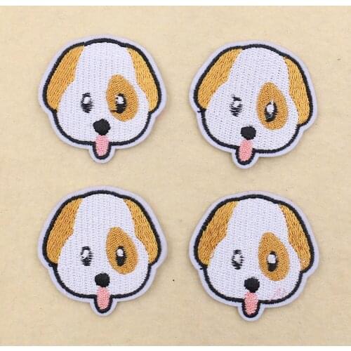 2PCS DIY Patches Cute Cartoon Dog Embroidery Applique Iron on Transfers for Clothing Accessories Apparel Sewing Fabric Wholesale