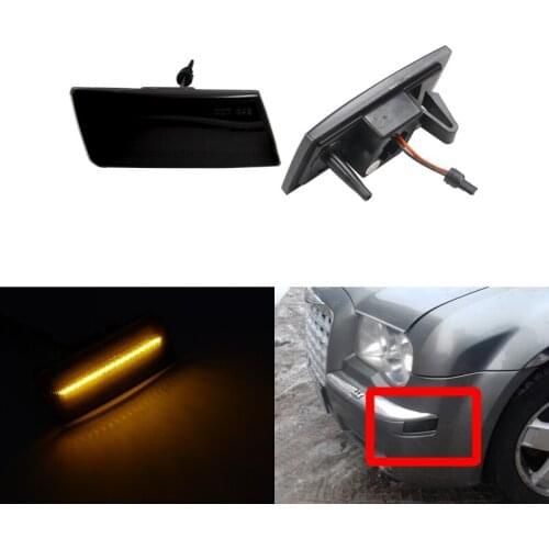 Smoked Led Side Marker Lights For Chrysler 300 2005-2014 Front Amber Turn Signal Lamps 2PCs