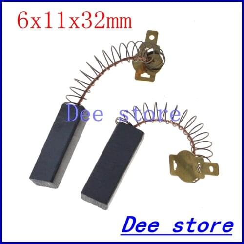2pcs Spring and Wires 6x11x32mm Electric Grinder Motor Carbon Brushes Power Tool 15/64"x7/16"x1.26"for Dust Collector Cleaner