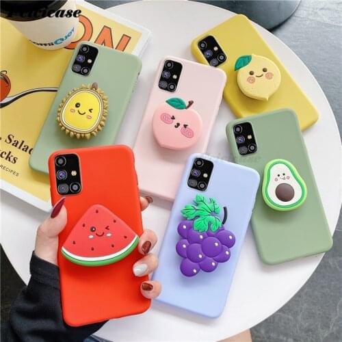 3D Cartoon Phone Holder Case For Samsung M31s 2020 Silicone Soft Cover Peach Avocado Bags For GalaxyM31S M 31S M317F Cases