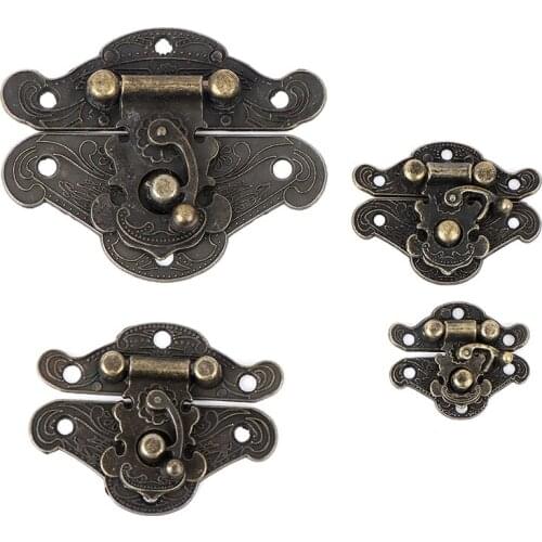 4pcs Antique Bronze Hasp Latch Jewelry Wooden Box Lock Cabinet Buckle Case Locks