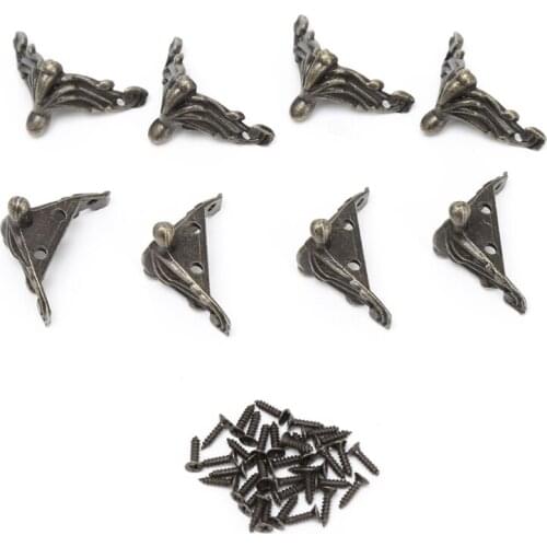 8 Pcs/Set Decorative Antique Bronze Jewelry Gift Box Wood Case Feet Leg Corner Protector