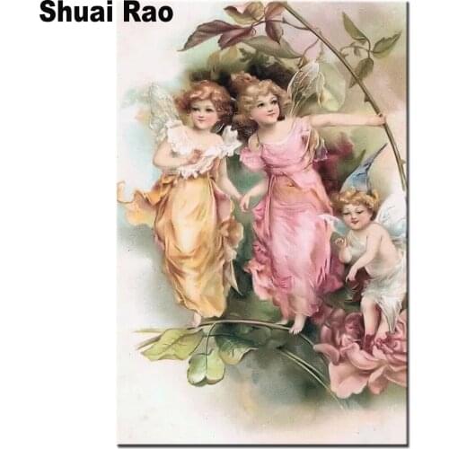 Photo custom diamond embroidery three angels diamond painting cross stitch mosaic European girl pictures of rhinestones gift