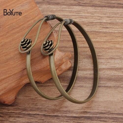 BoYuTe Custom Made (50 Pieces/Lot) 60MM Metal Brass Rose Flower Bangle Bracelet DIY Handmade Materials Wholesale