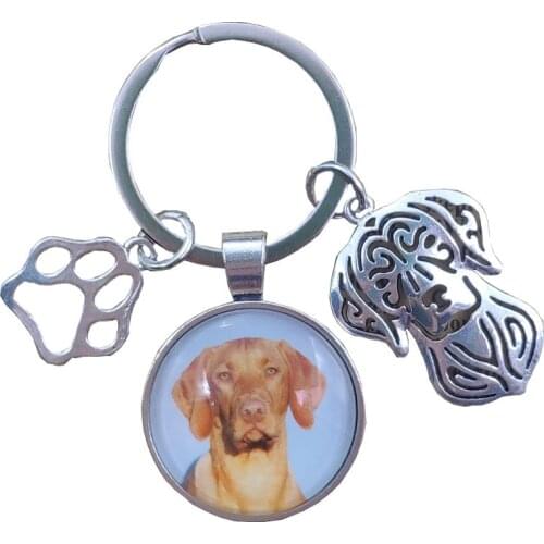 Vizsla Pit Bull Australian Shepherd Dogue de Bordeaux Keychain Time Gem Dog Animal Pet Key Ring Men Women Birthday Gift