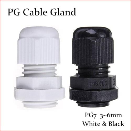 CE high quality 100PCS Hot Sale IP68 Waterproof Nylon Plastic Cable Gland Connector PG7 for 3-6.5mm Cable
