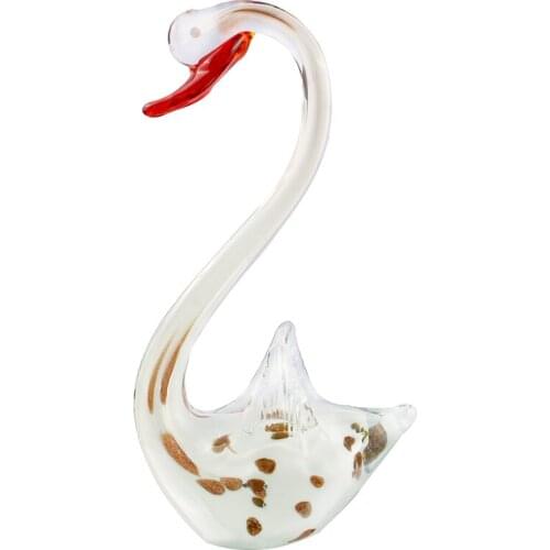 Decorative Art Glass Elegant Swan Figurine Hand Blown Collectible Animal Statue Keepsake Christmas Gift Home Office Ornament