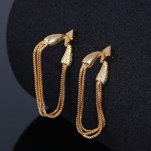 European and American fashion designer creative metal texture box chain tassel fashion exaggeration earrings women