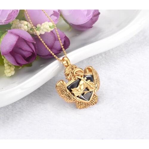 IJD8225 High Quality Golden 316L Stainless Steel Eagle And Motorcycle Memorial Urn Jewelry Cremation Ashes Pendant Necklace Men