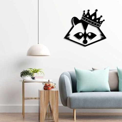 King Crowned Raccoon Enot Vehicle Wall Room Home Accessory Wooden Table 50x44cm
