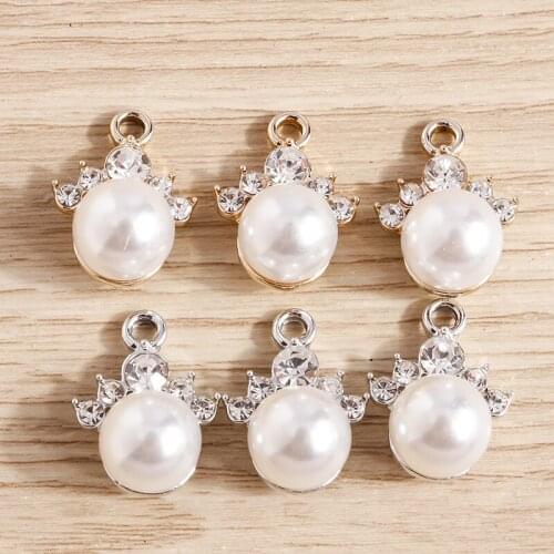 10pcs 14*19mm Imitation Pearl Round Charms Pendants for Jewelry Making Fashion Necklaces Drop Earrings DIY Crystal Crafts Gift
